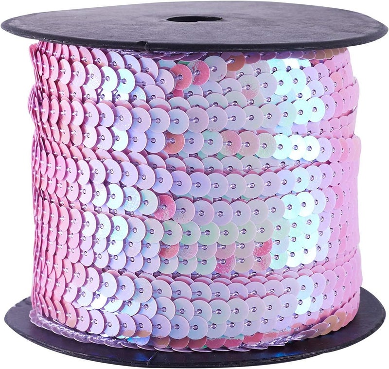 Mega Pet 100 Yards AB Color Flat Round Paillette Sequin Trim Light Purple Spangle Sequin Rolls Spool String Beads 6mm for Crafts Embellishments Costume Accessories - Image 1